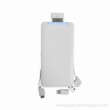 5,000mAh Power Bank for iPhone 4/4S with USB Charging and Discharging Cable, 5 Connectors
